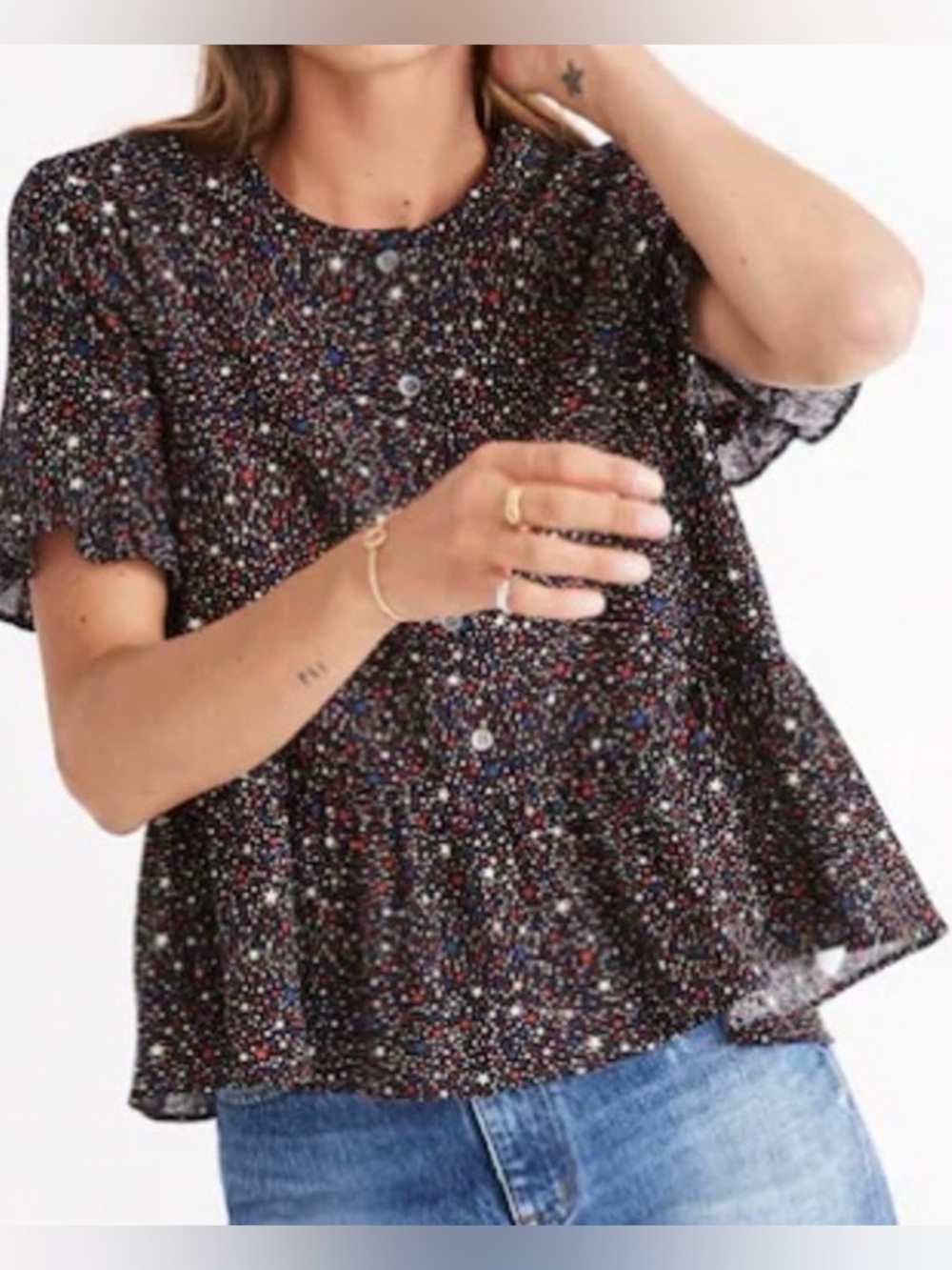 Madewell Studio Ruffle-Hem Peplum Top small